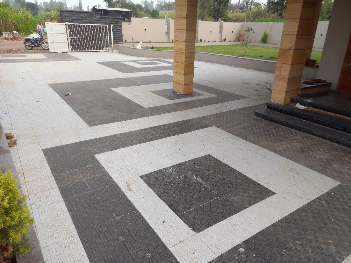 Modern home driveway detail