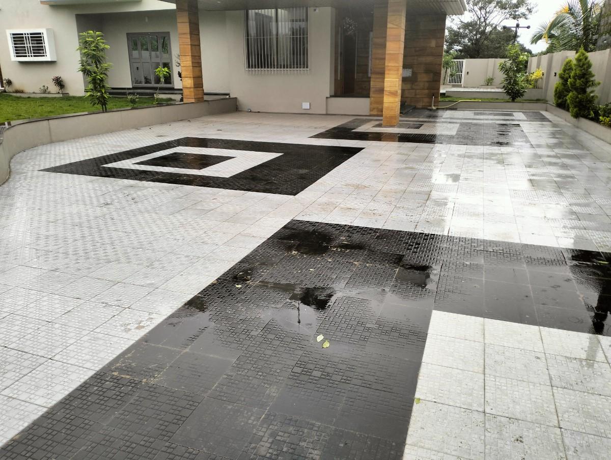 Modern home driveway